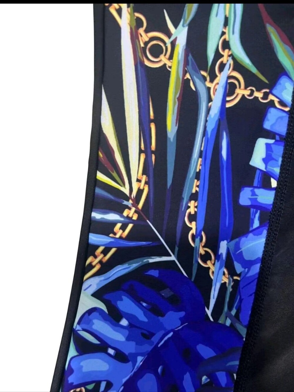 Modest Black Women's Burkini Set with Blue Patterned Sleeves - Picture 5 of 5